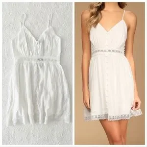 white christmas dresses Helio White Crochet Long Sleeve Mini Dress main image 0